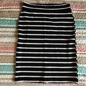 . Bodycon, black and white strip skirt